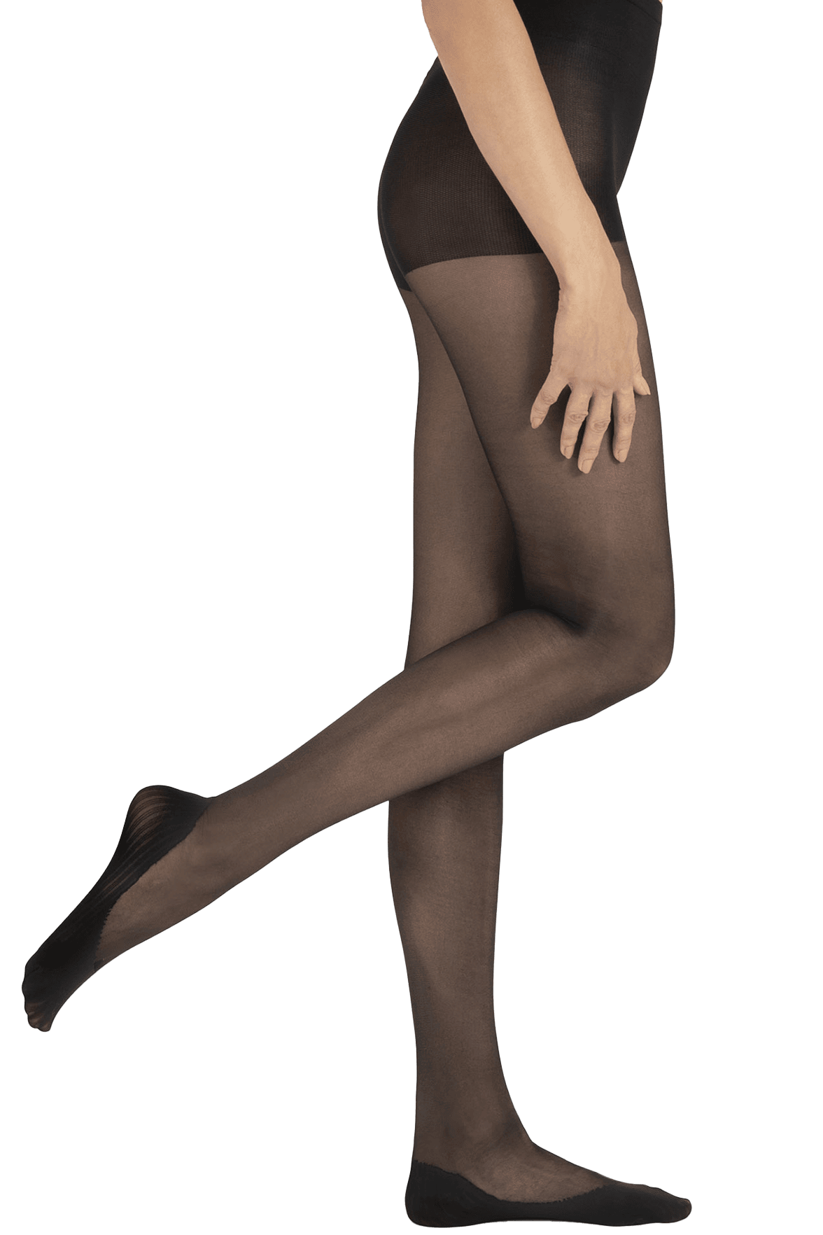 Collant Semi-Opaque Uni Avec Protège-Pied Intégré 30D - Noir