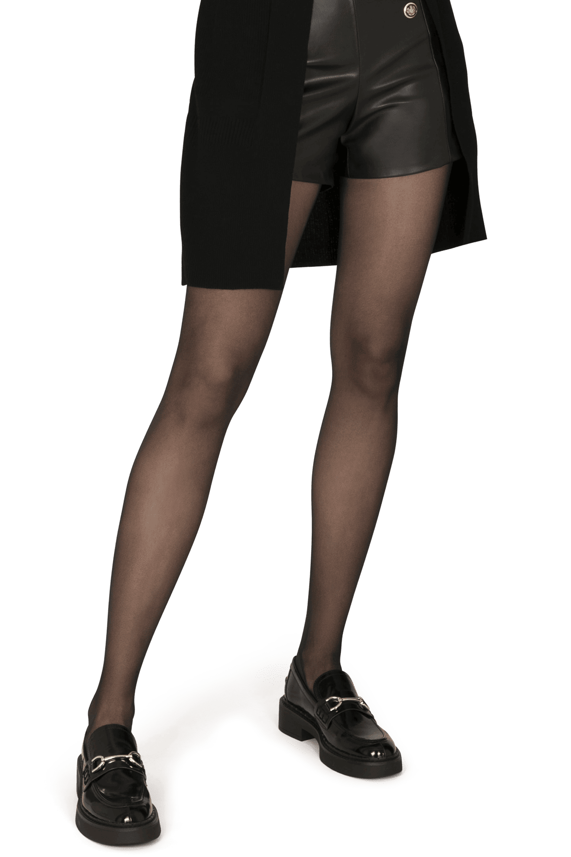 Collant Semi-Opaque Uni Avec Protège-Pied Intégré 30D - Noir