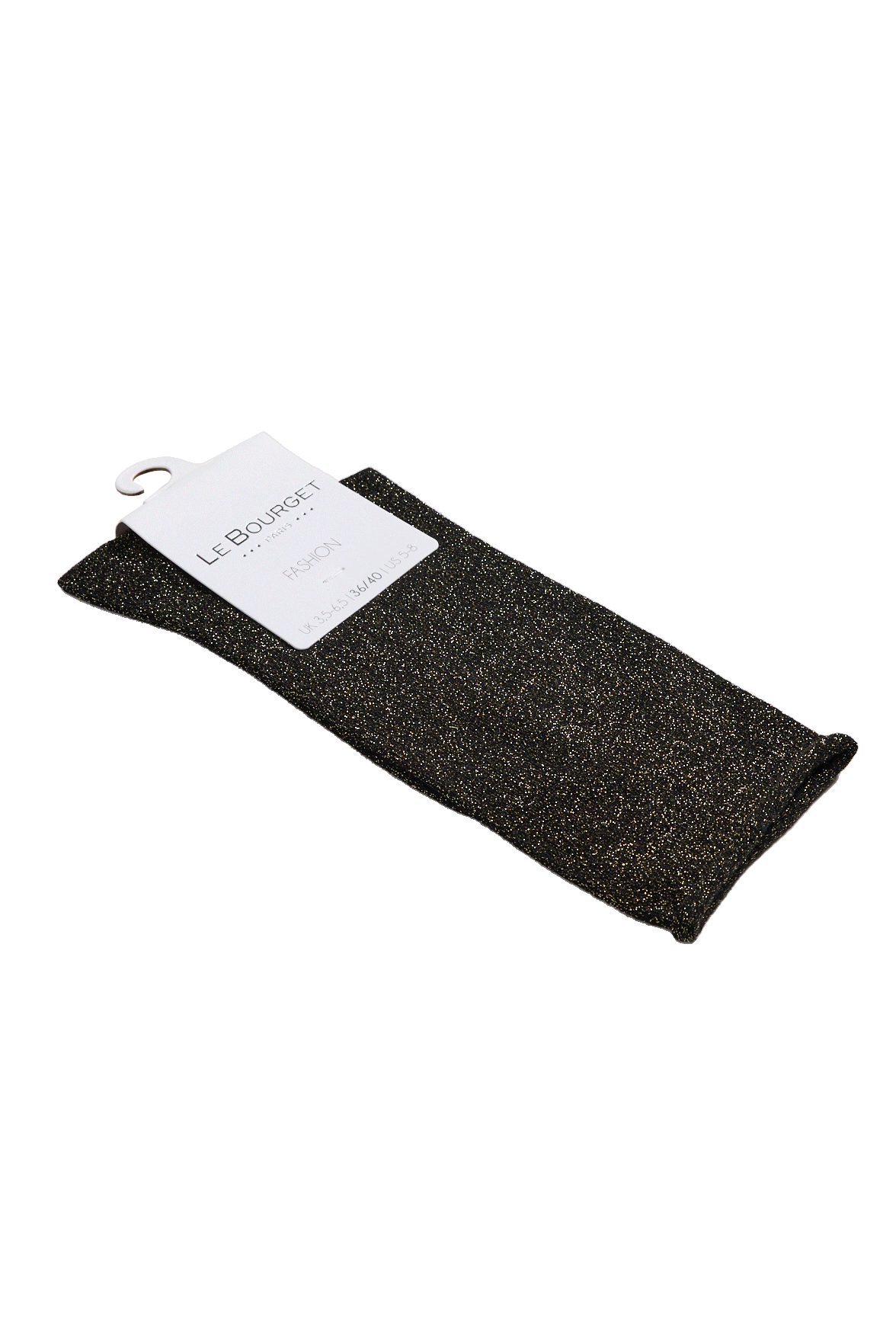 Chaussettes Lurex Unies Bord Roulotté - Noir/Or