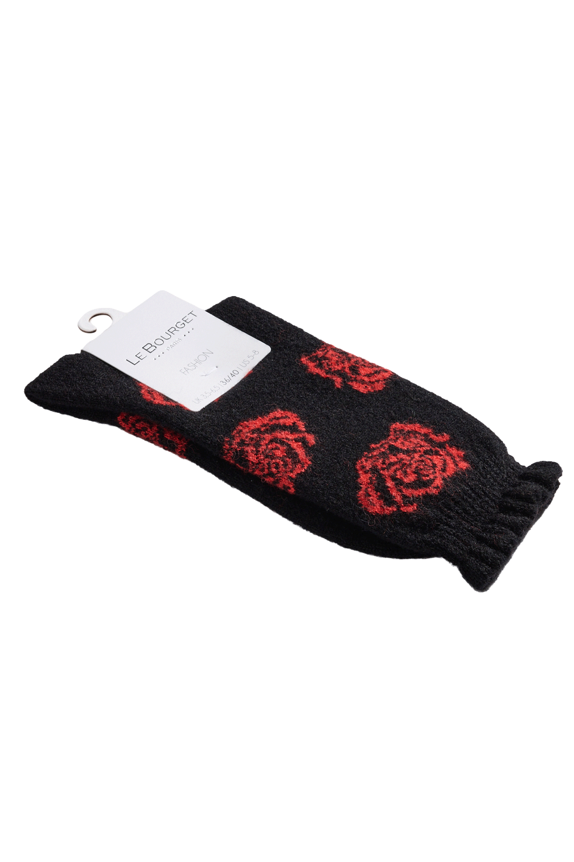 Chaussettes Fantaisie Motif Rose All-Over - Noir/Acajou