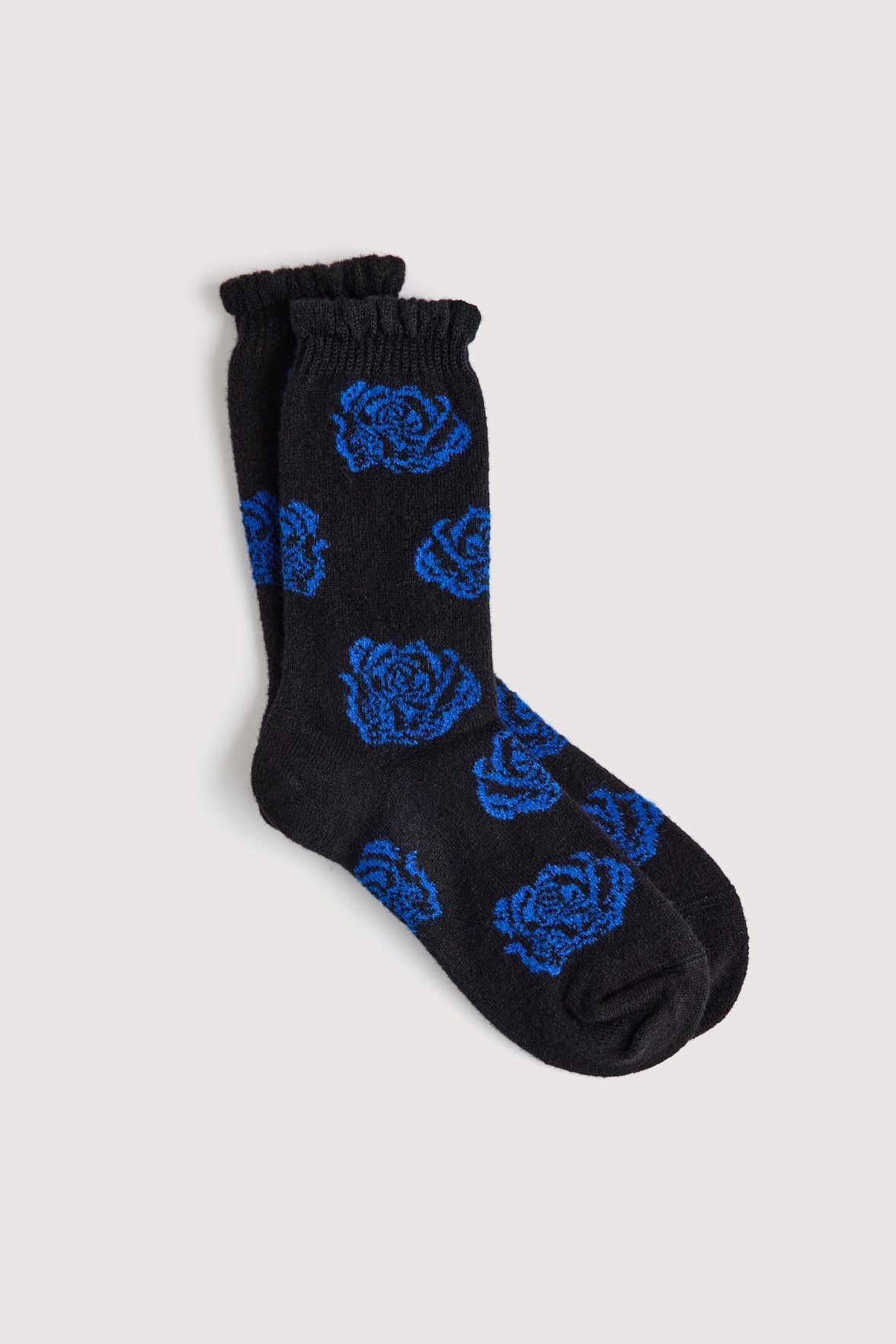 Chaussettes Fantaisie Motif Rose All-Over - Noir/Bleu