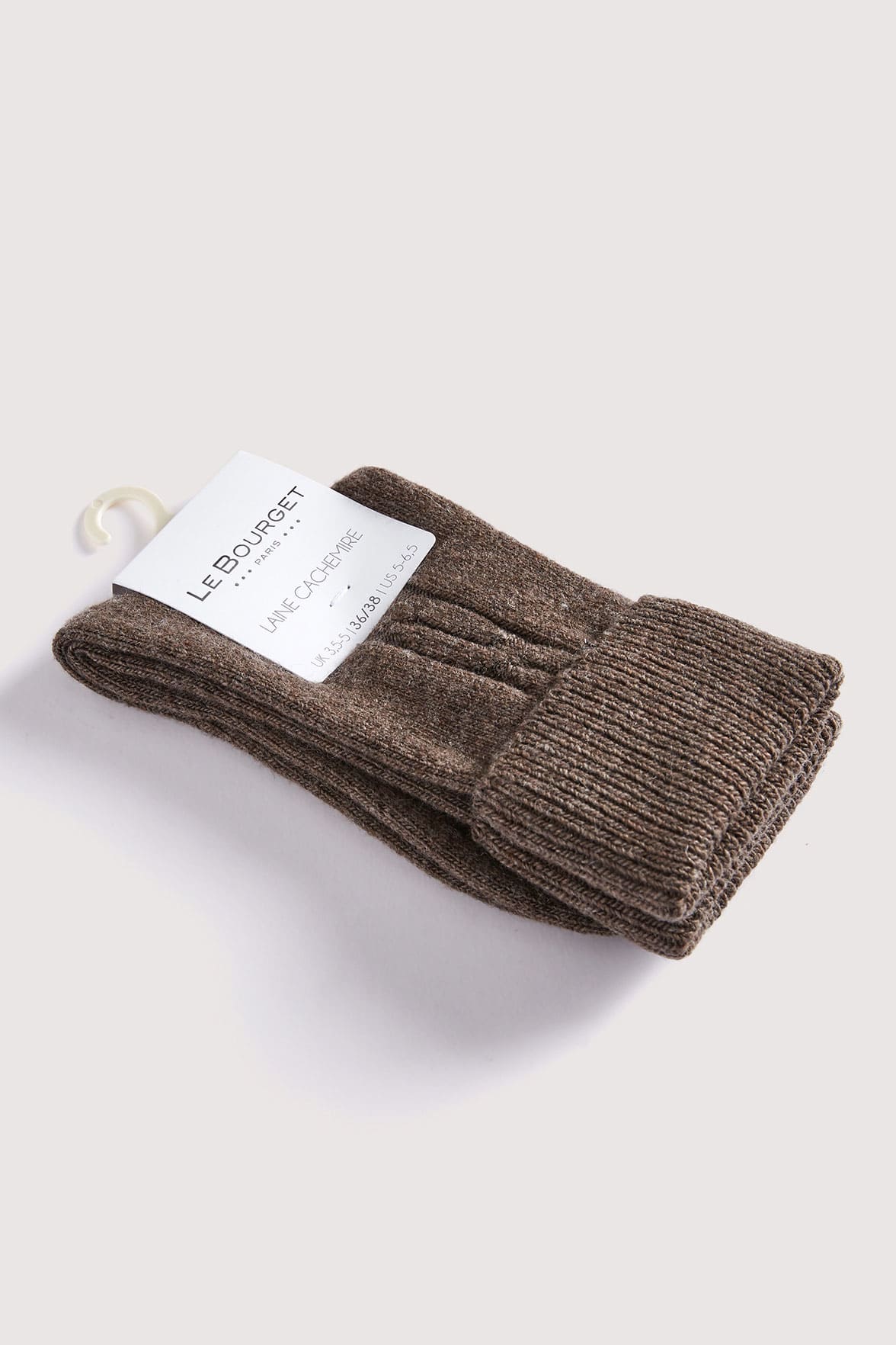 Chaussettes Torsadées avec Revers en Laine et Cachemire - Écorce