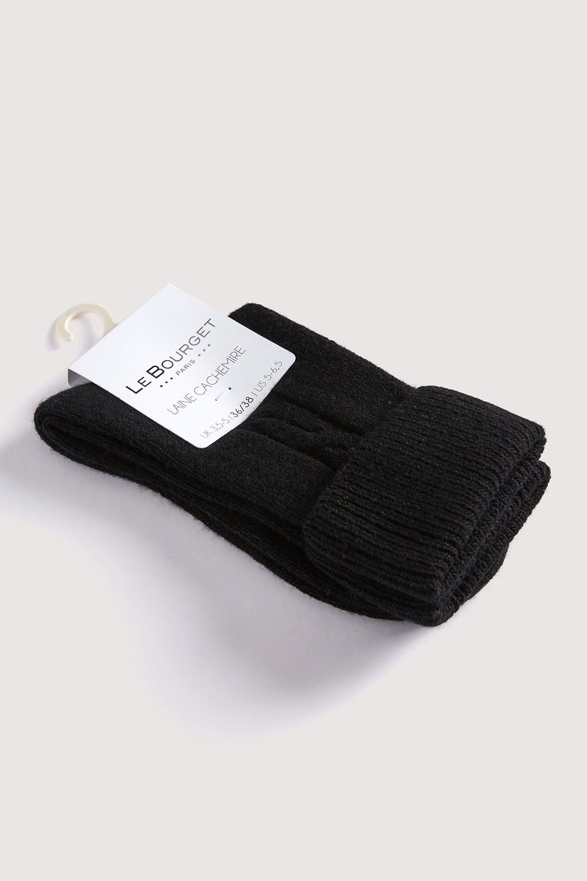 Chaussettes Torsadées avec Revers en Laine et Cachemire - Noir