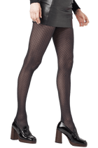 Collant Semi-Opaque Fantaisie Géométrique avec Protège-Pied Intégré 40D - Noir