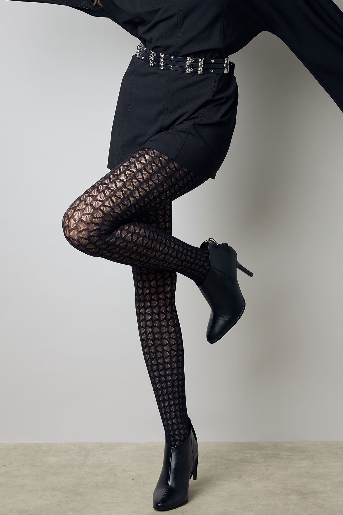 Collant Motif Graphique Vagues 40D Fashion Hortense - Noir