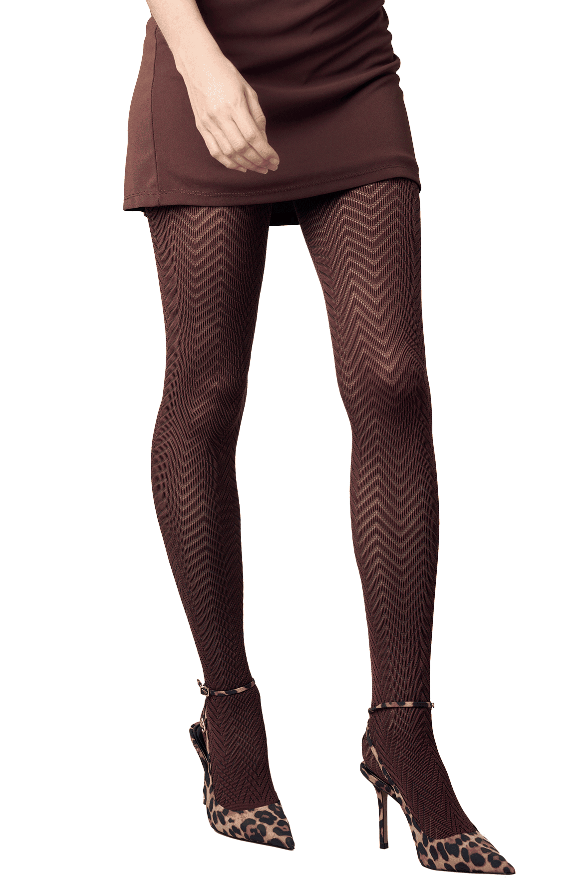 Collant Motif Chevron 45D Fashion Heather - Cacao