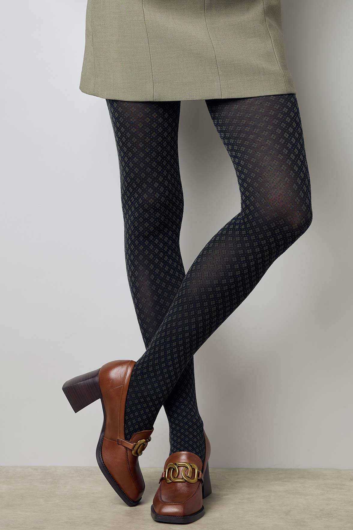 Collant Motif Géométrique 55D Fashion Honorine - Noir / Kaki