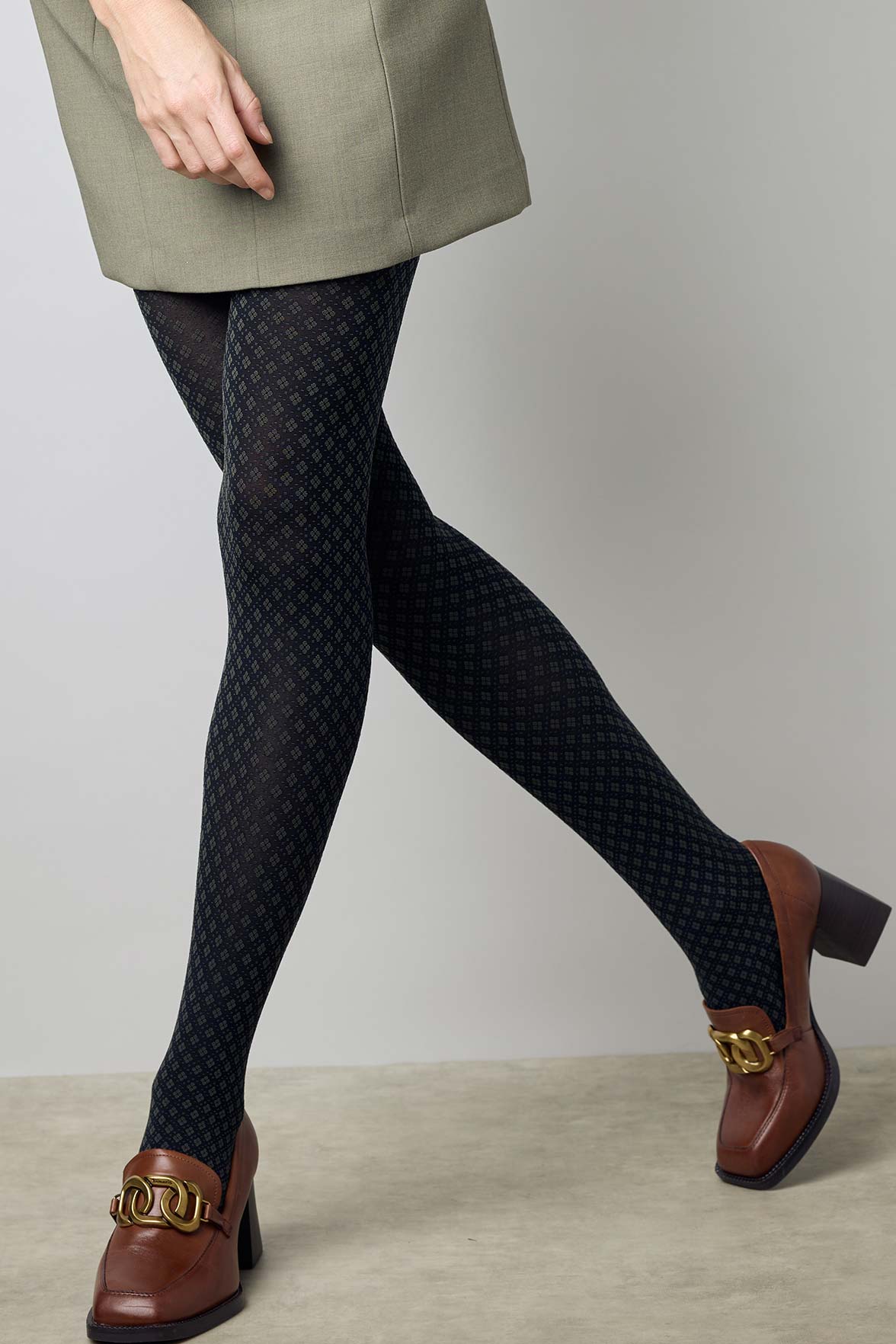 Collant Motif Géométrique 55D Fashion Honorine - Noir / Kaki