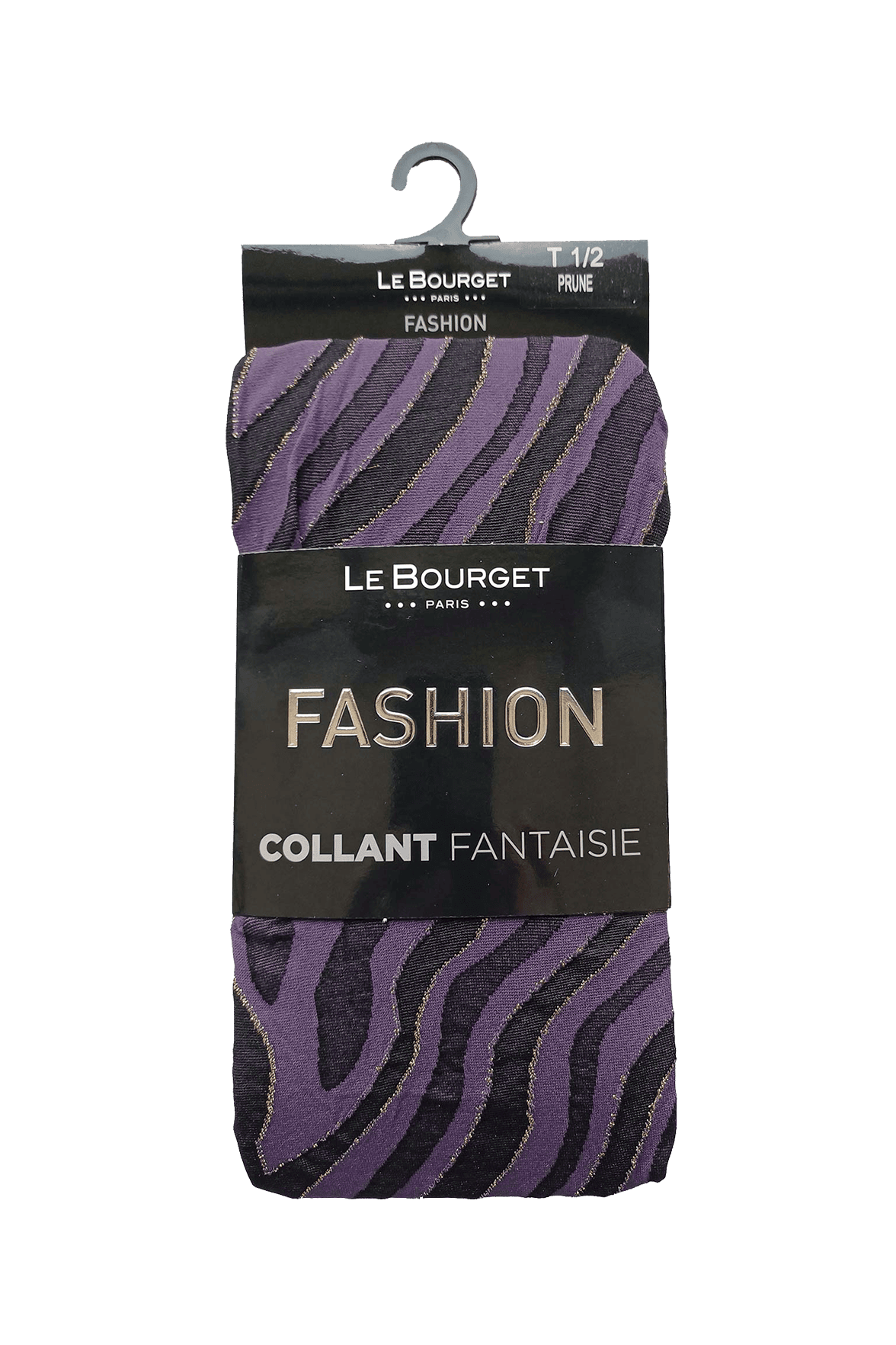 Collant Semi-Opaque Fantaisie Motif Zèbre 40D Fashion Gaïa - Prune