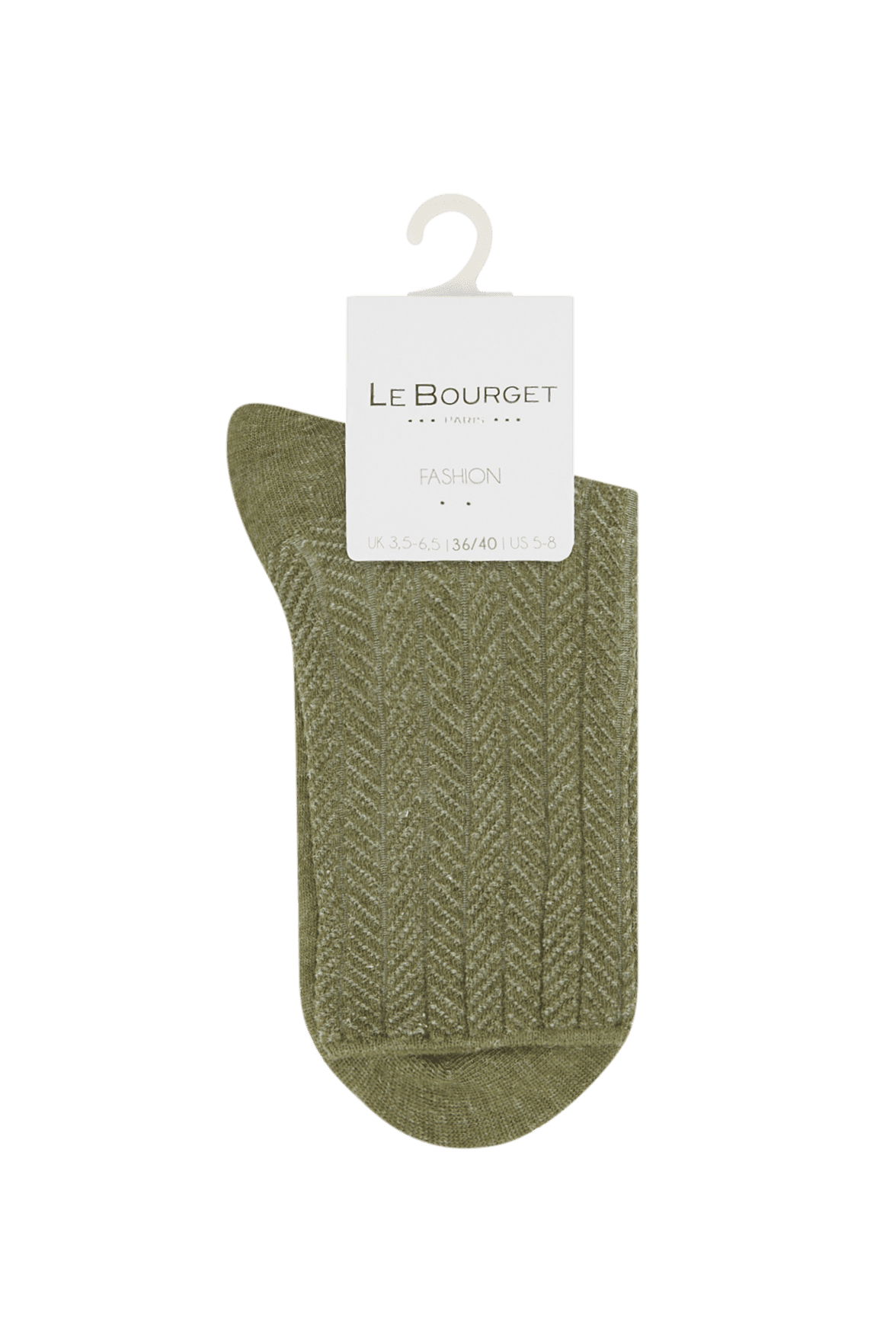 Chaussettes Fantaisies Effet de Maille Torsades - Kaki