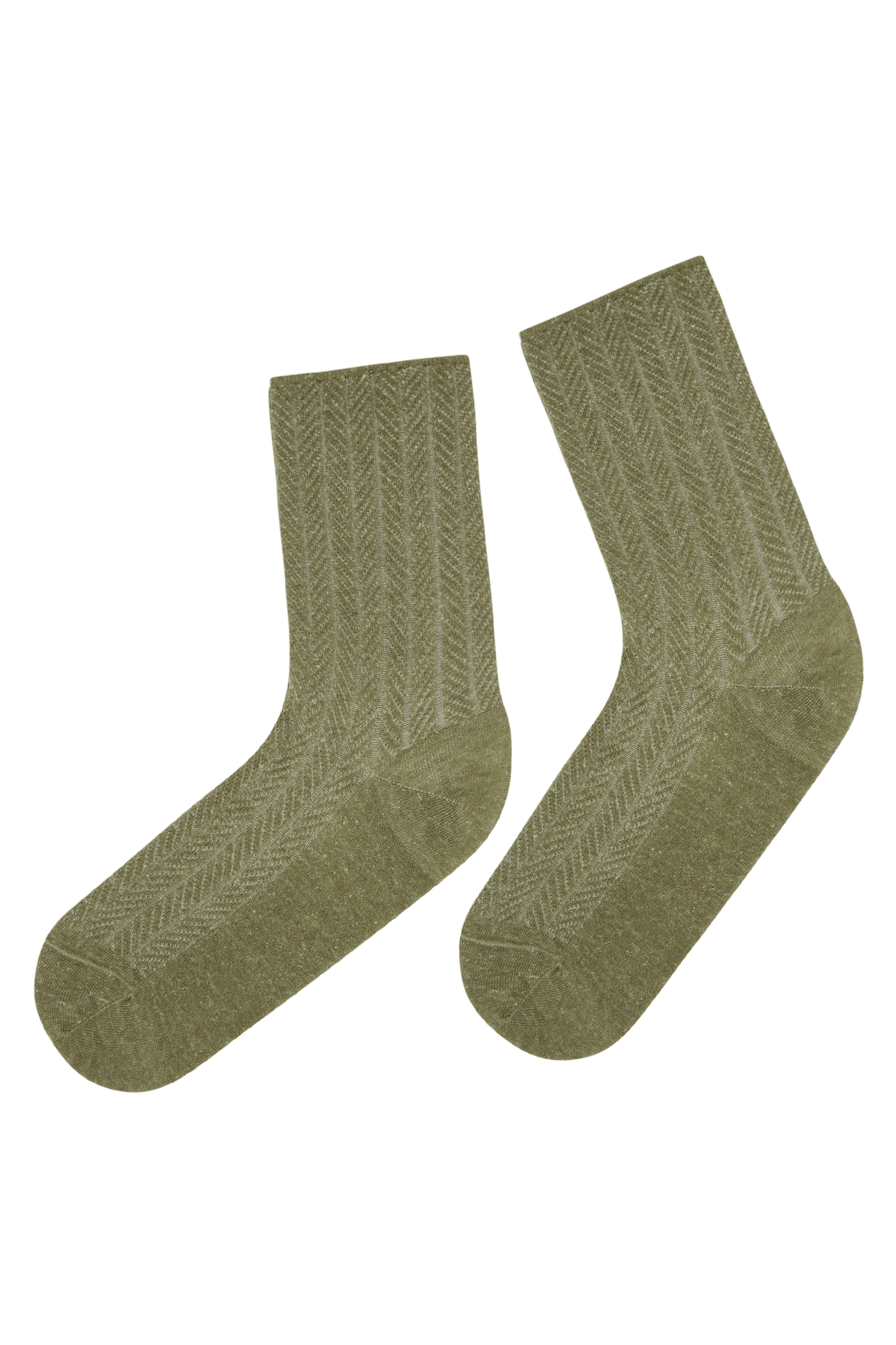 Chaussettes Fantaisies Effet de Maille Torsades - Kaki