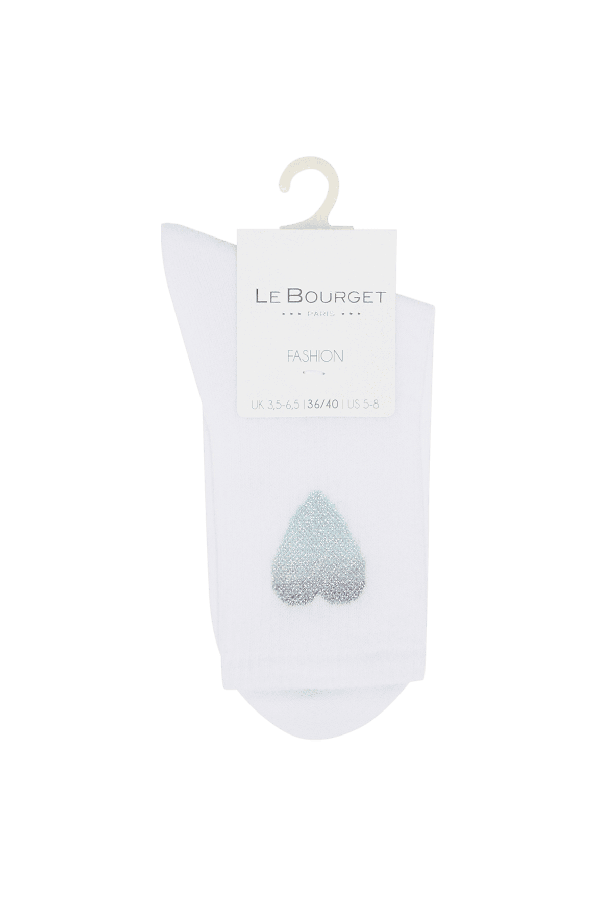 Socquettes Fantaisies Sport Motif Cœur Lurex avec Semelle Bouclette - Blanc Rosé