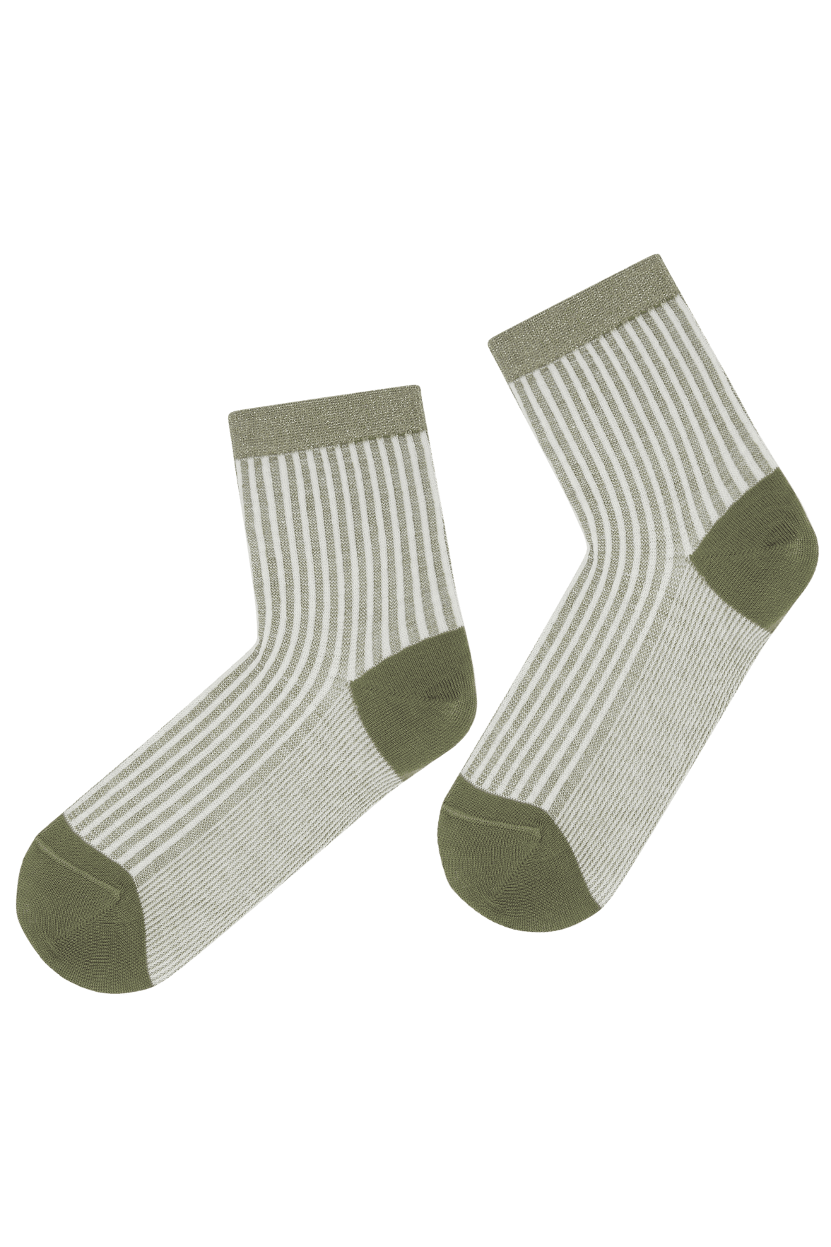 Socquettes Fantaisies Motif Rayures - Kaki