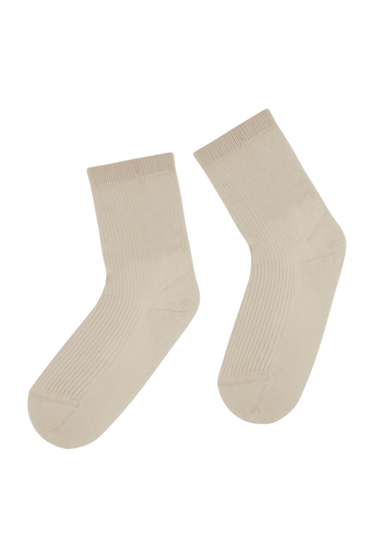 Socquettes Fines Côtes Fil d'Écosse - Sable
