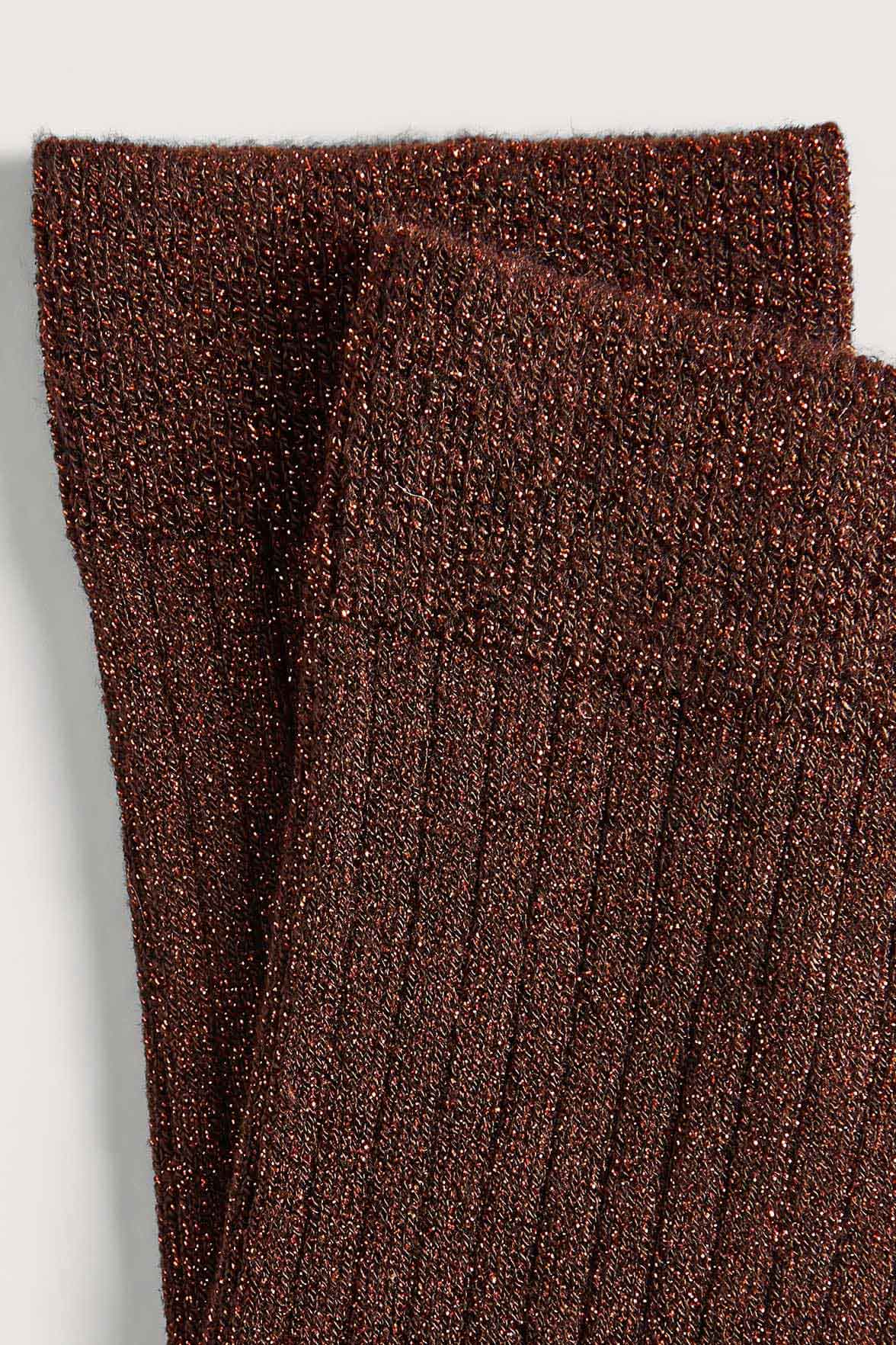 Chaussettes Fantaisies Côtelées Lurex - Bronze