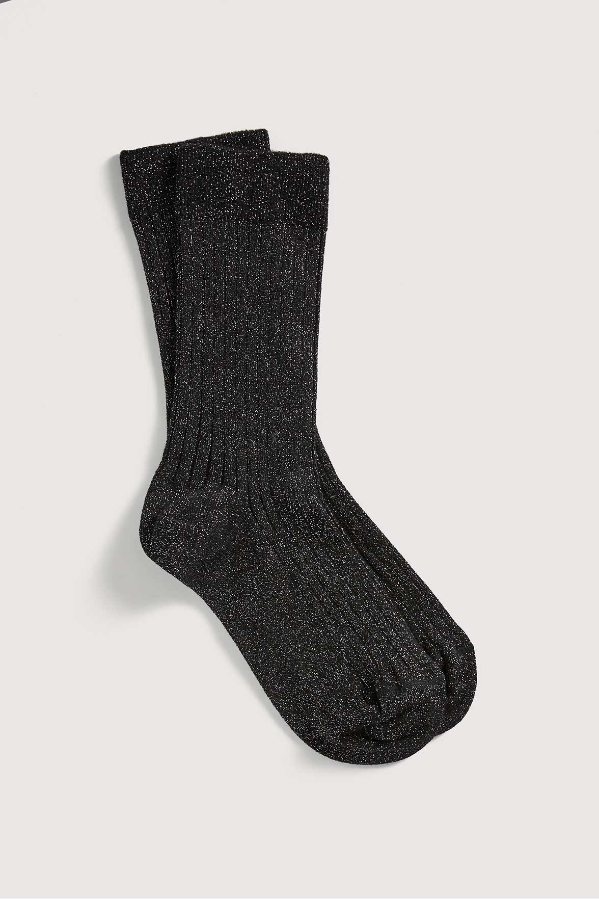 Chaussettes Fantaisies Côtelées Lurex - Noir
