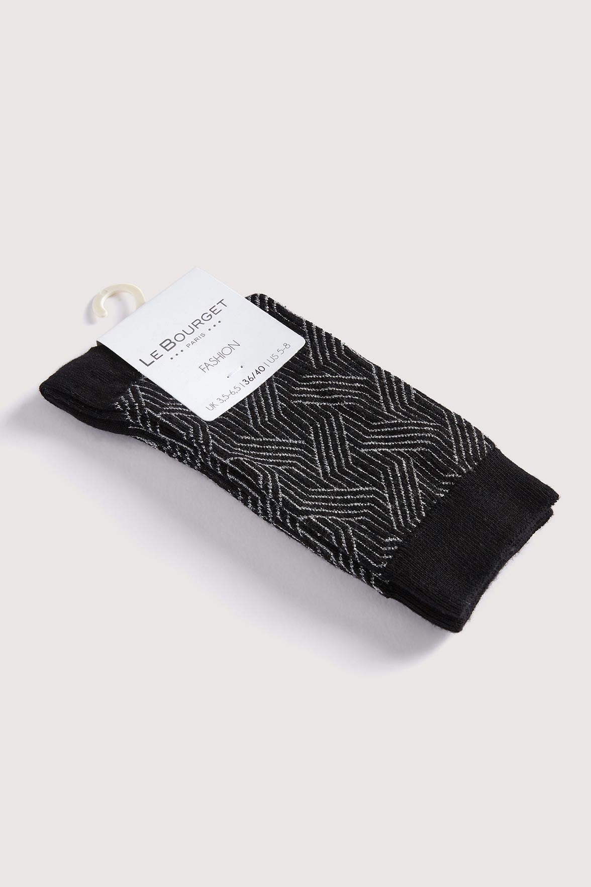 Chaussettes Fantaisies Motif Géométrique Lurex - Noir Argent