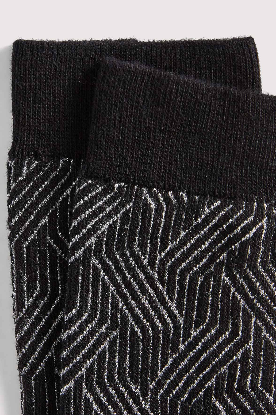 Chaussettes Fantaisies Motif Géométrique Lurex - Noir Argent