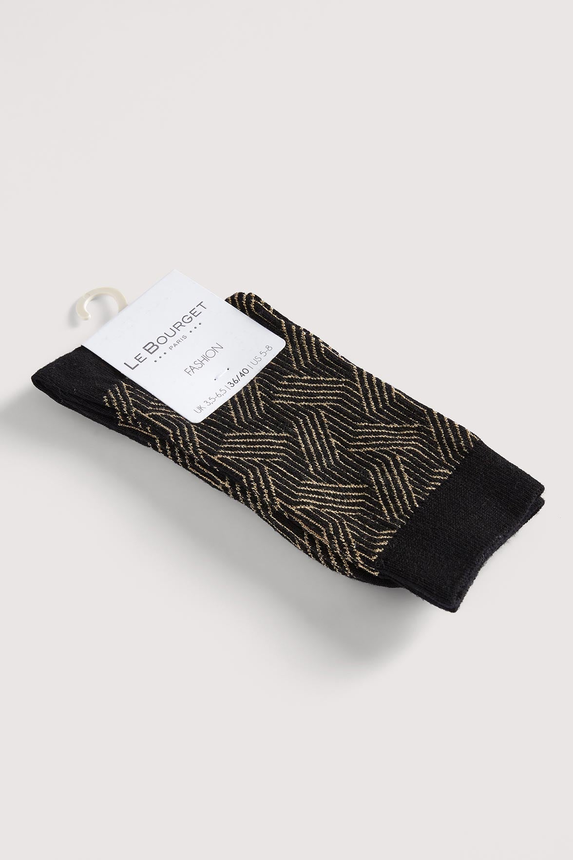 Chaussettes Fantaisies Motif Géométrique Lurex - Noir Or