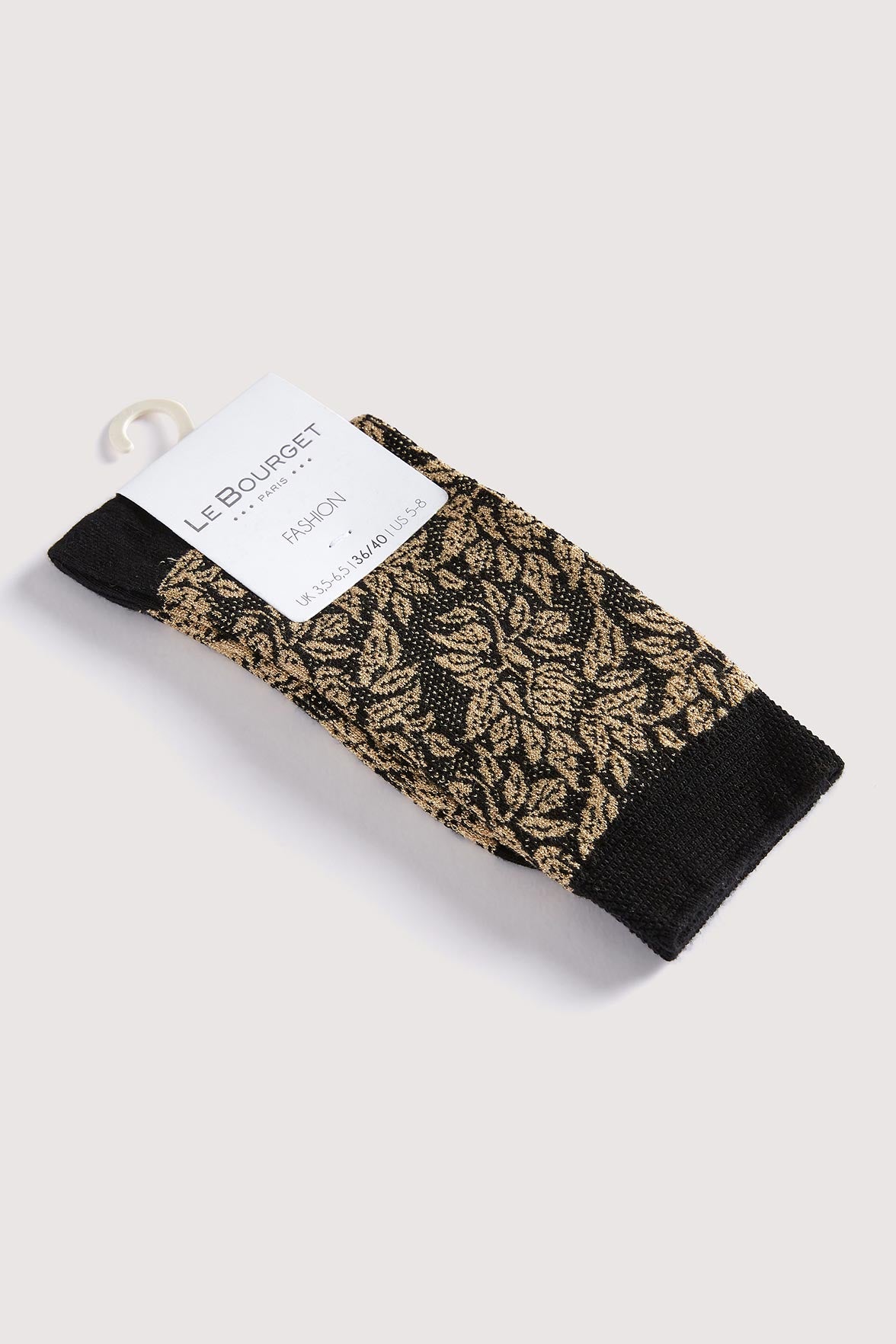 Chaussettes Fantaisies Motif Floral Lurex - Noir Or