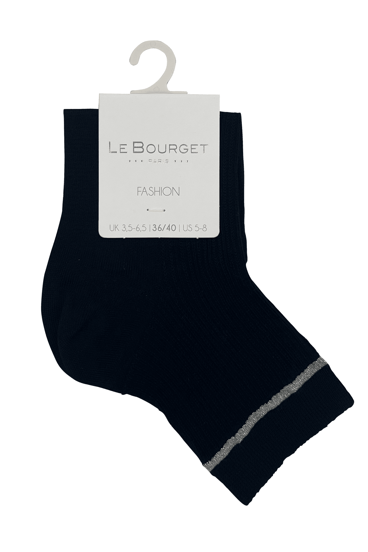 Socquettes Côtelées avec Bande de Lurex - Noir