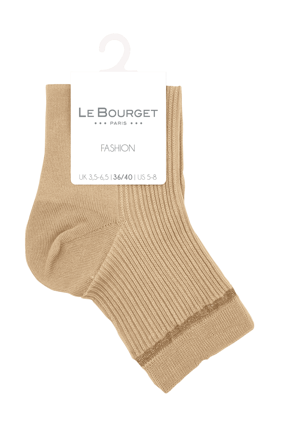 Socquettes Côtelées avec Bande de Lurex - Sable