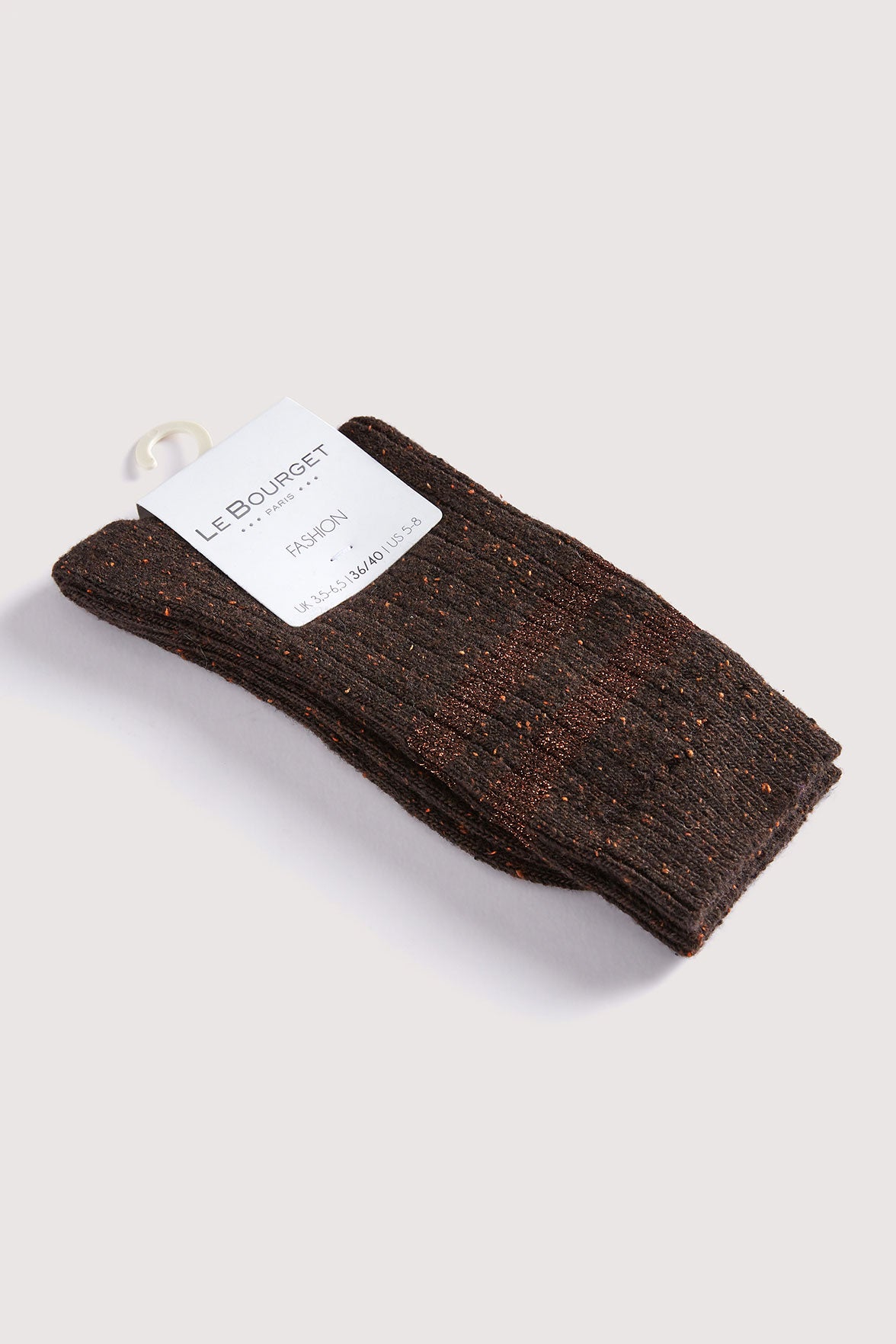 Chaussettes Fantaisies Côtelées Chinées - Châtaigne Chiné