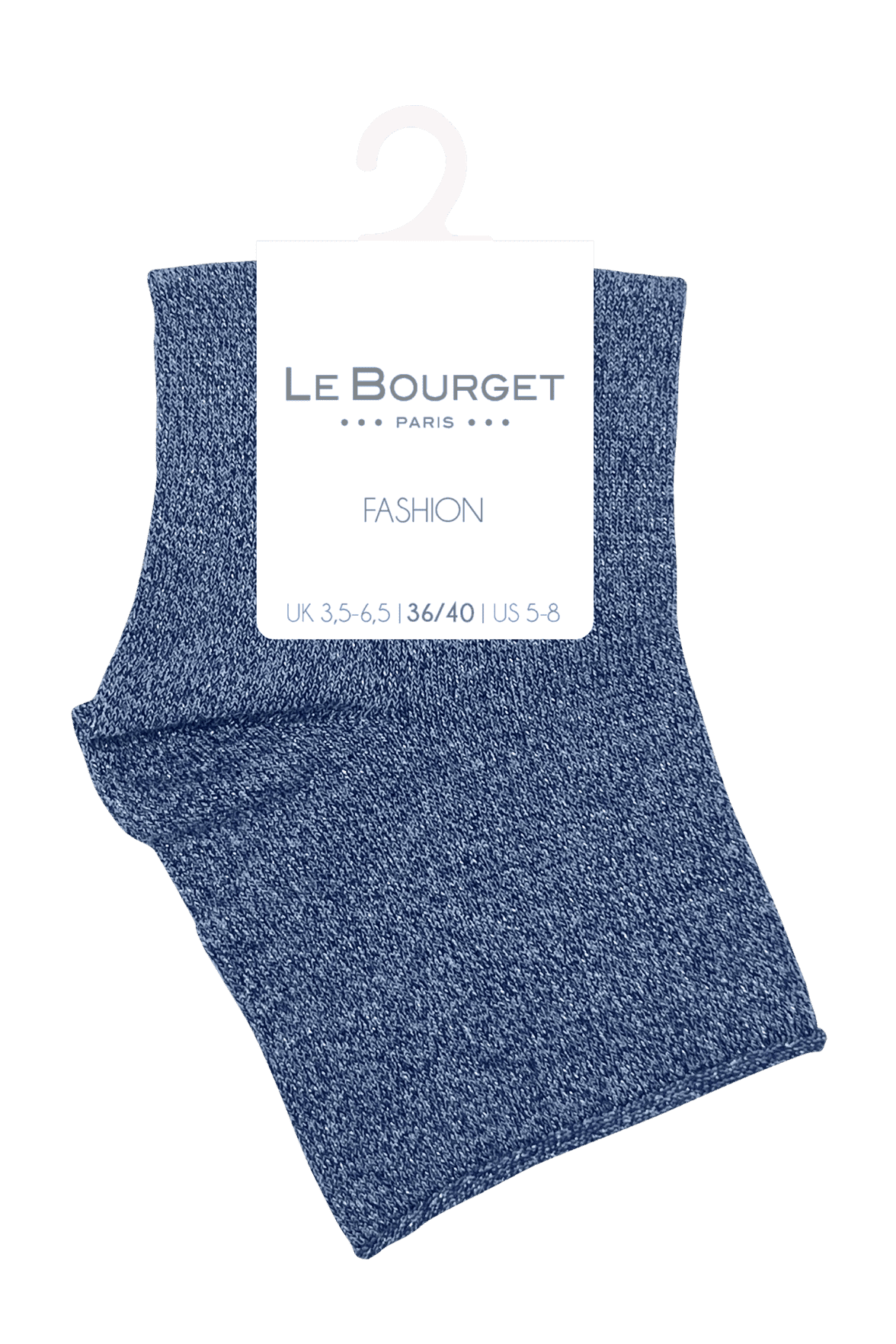 Socquettes Unies en Lurex et Bords Roulottés - Bleu Jean