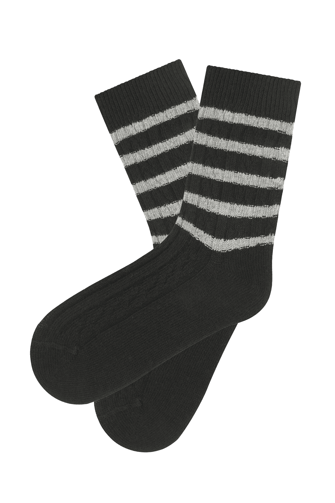 Chaussettes Fantaisies Torsades et Rayures - Noir