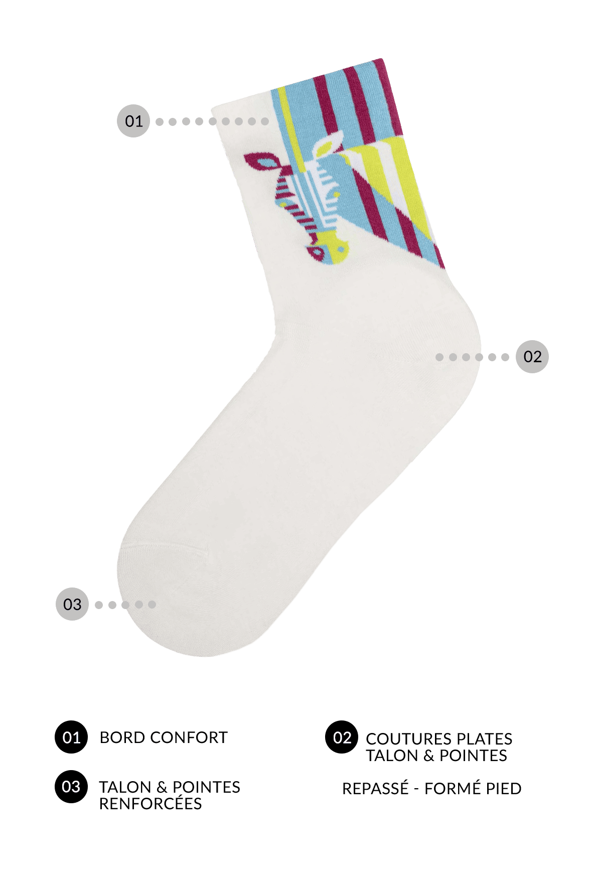 Socquettes Fantaisies Zèbre - Naturel