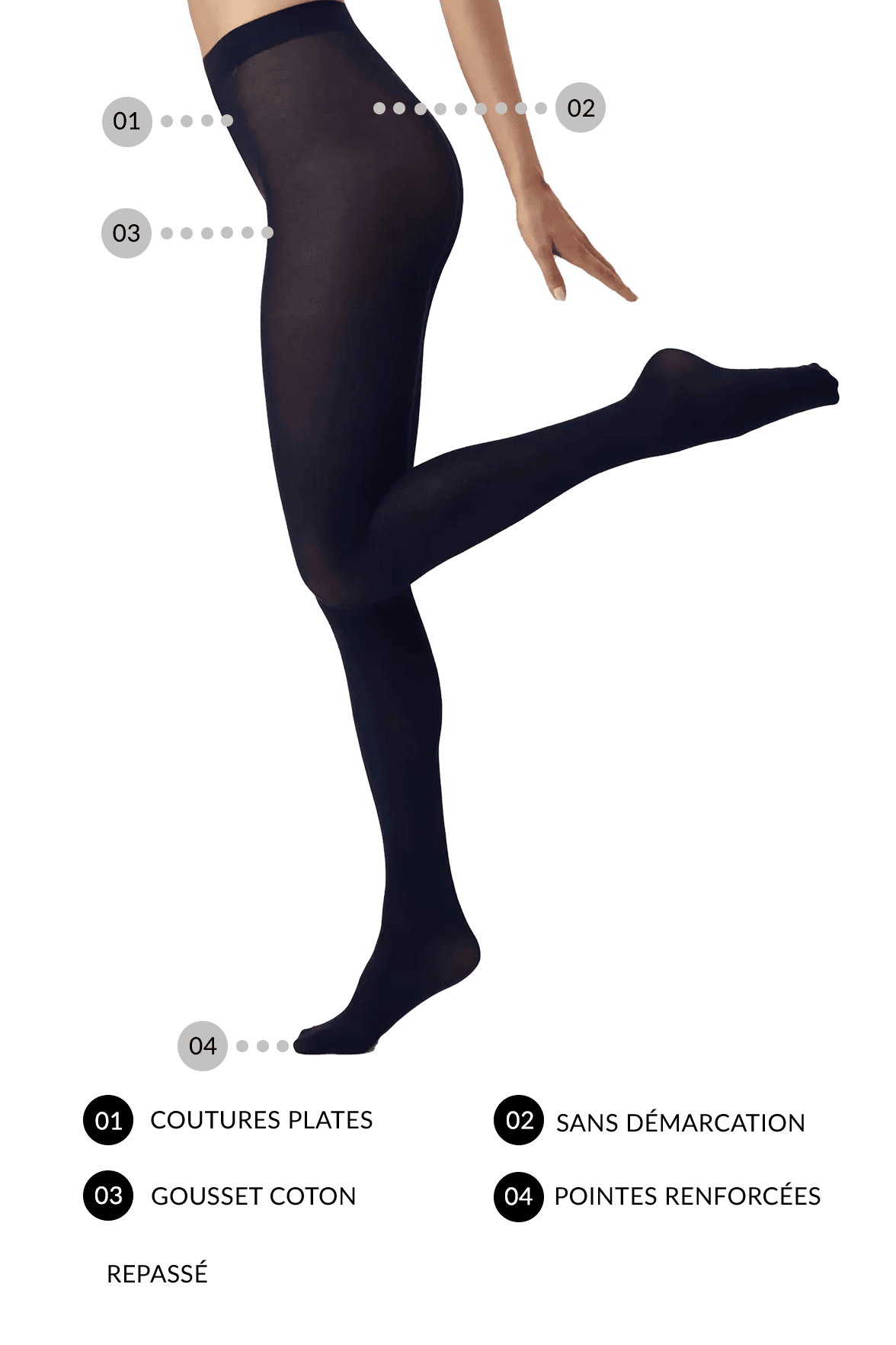 Collant Opaque Micro Modal-Cachemire Fashion Matière Fébronie - Kaki