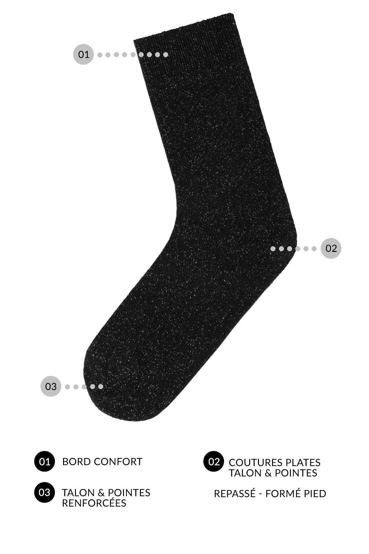 Chaussettes Fantaisies Scintillantes - Noir