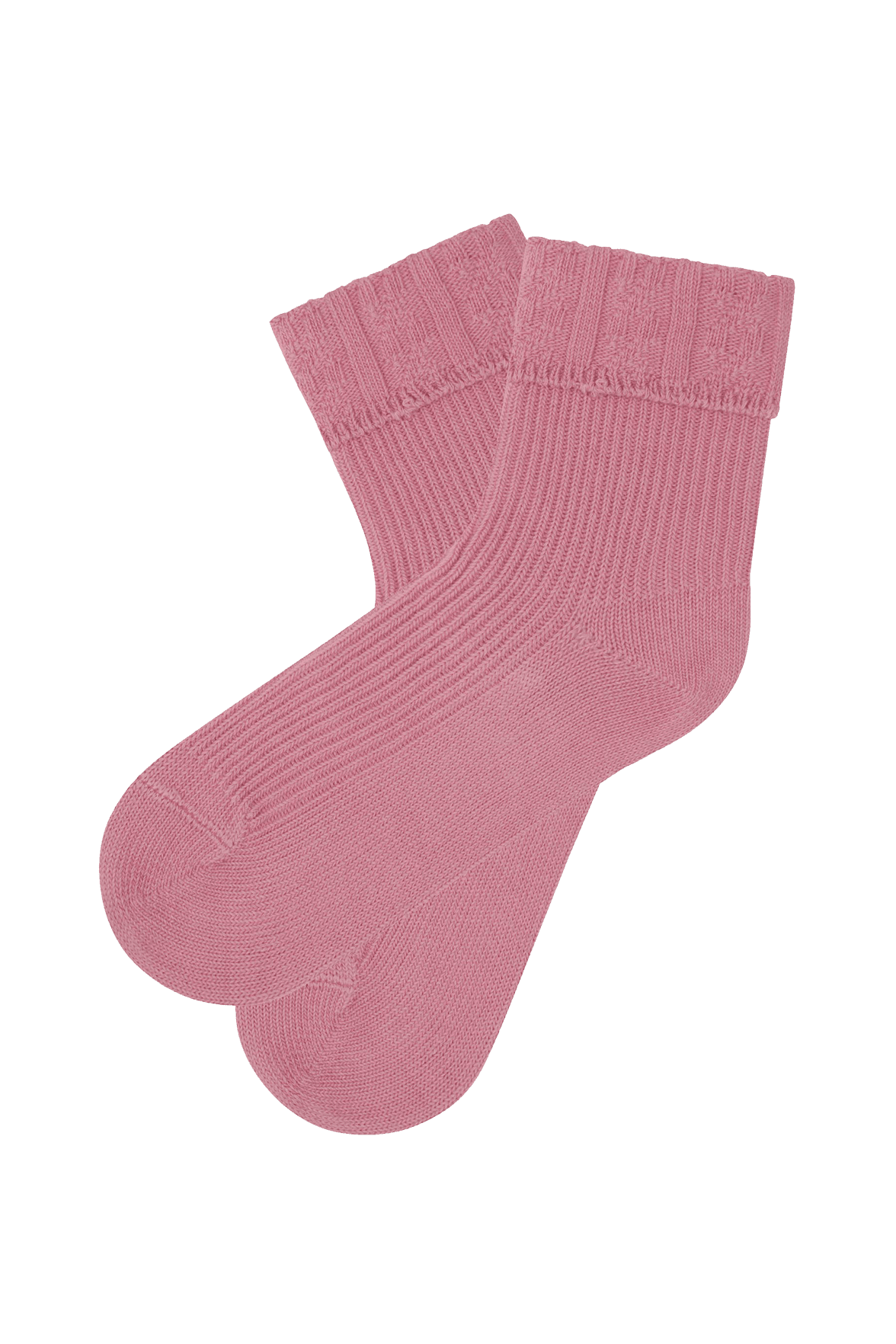 socquettes en coton bio avec Revers Fantaisie - Rose