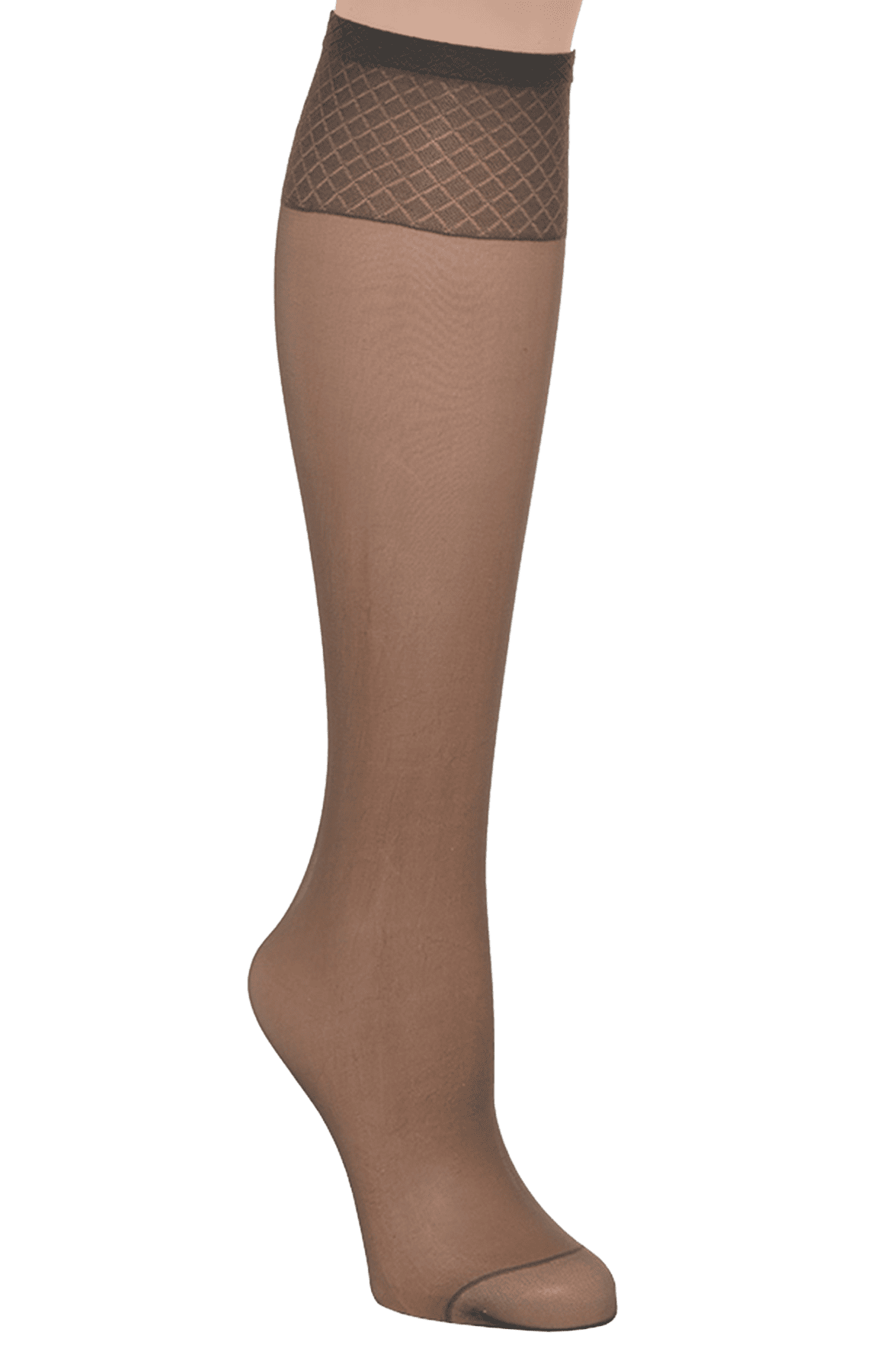 Lot de 2 paires de Mi-Bas Voilance Transparent Satiné 15D - Vison