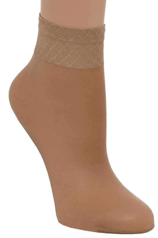 Lot de 2 paires Socquettes Voilance Transparent Satiné 15D - Bronzé