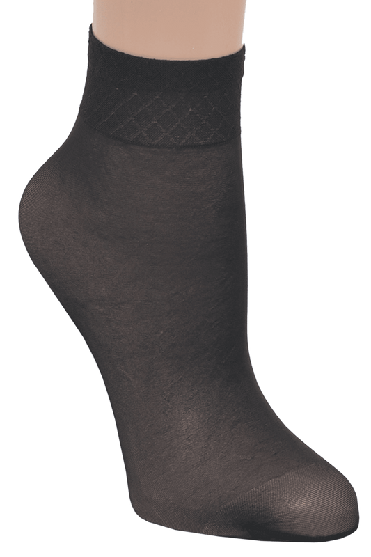 Lot de 2 paires Socquettes Voilance Transparent Satiné 15D - Noir