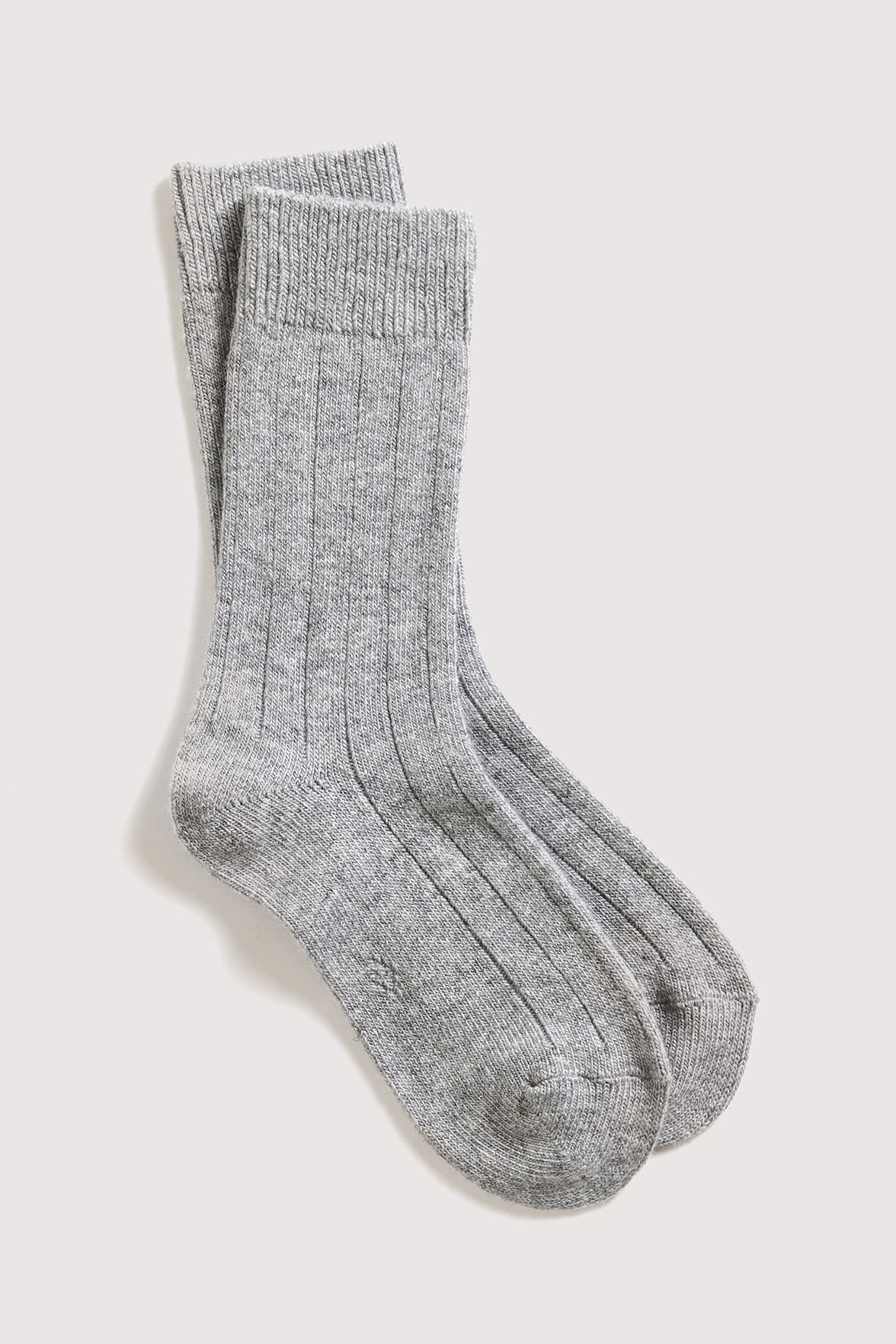 Chaussettes Unies Cachemire et Soie - Gris Chiné