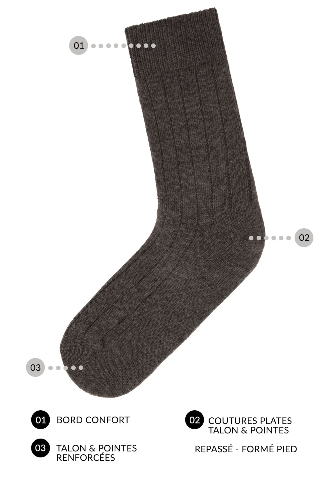 Chaussettes Unies Cachemire et Soie - Écorce