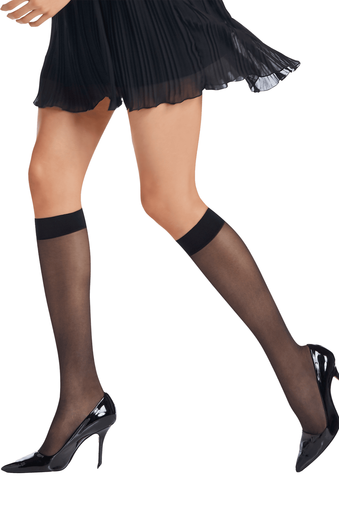 Mi-Bas Transparent Satiné Perfect Chic 20D - Noir