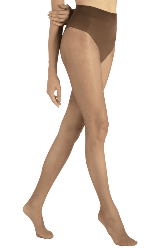 Collant Nude Satiné Ventre Plat 12D - Beige Foncé