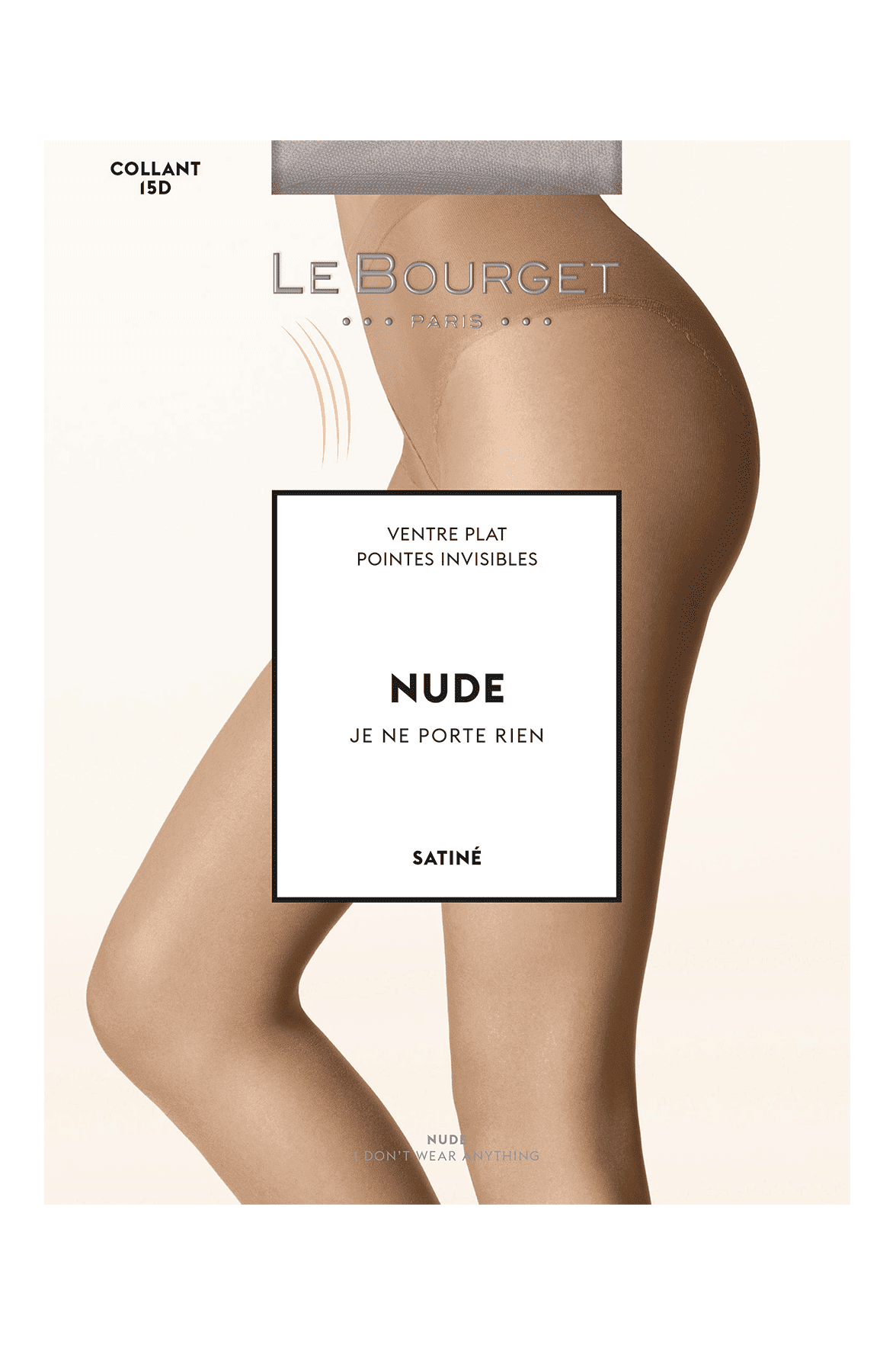 Collant Nude Satiné Ventre Plat 12D - Noir