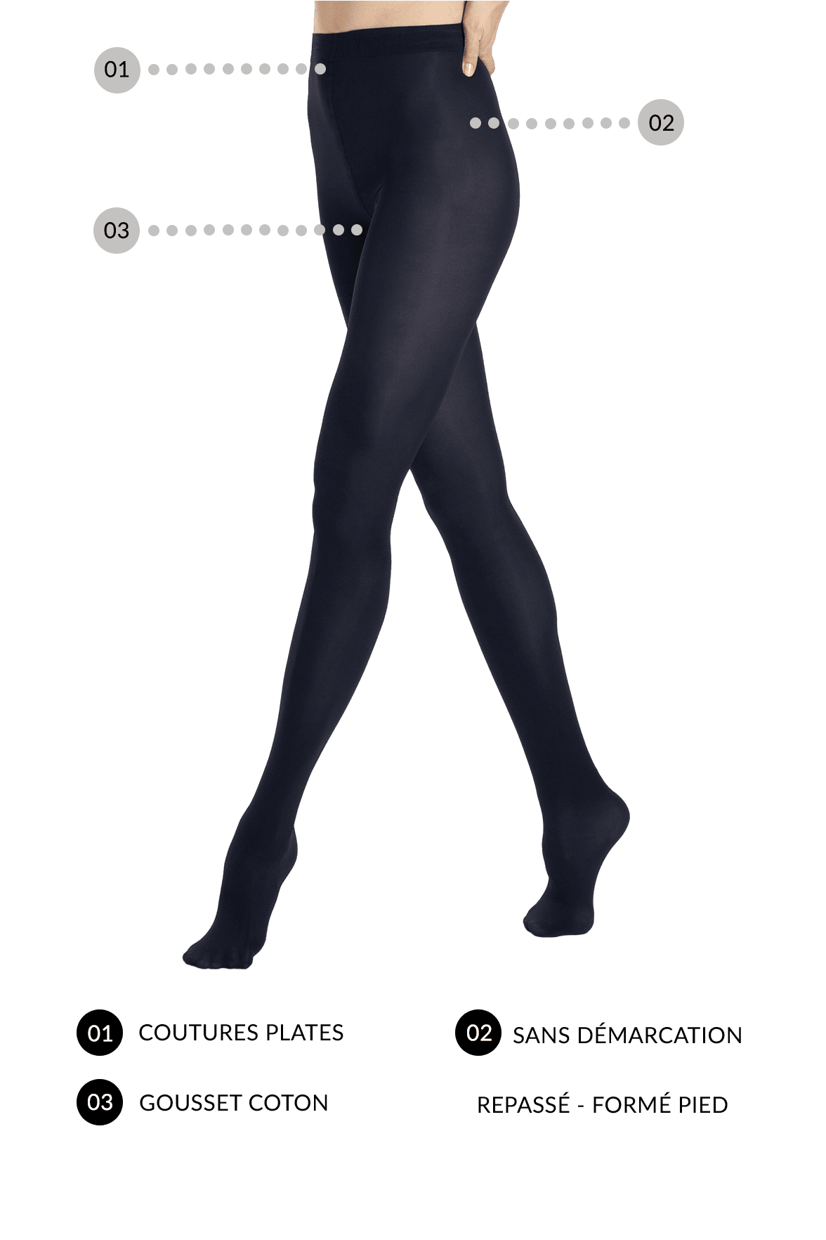 Collant Opaque Satiné 50D All Colors - Prune