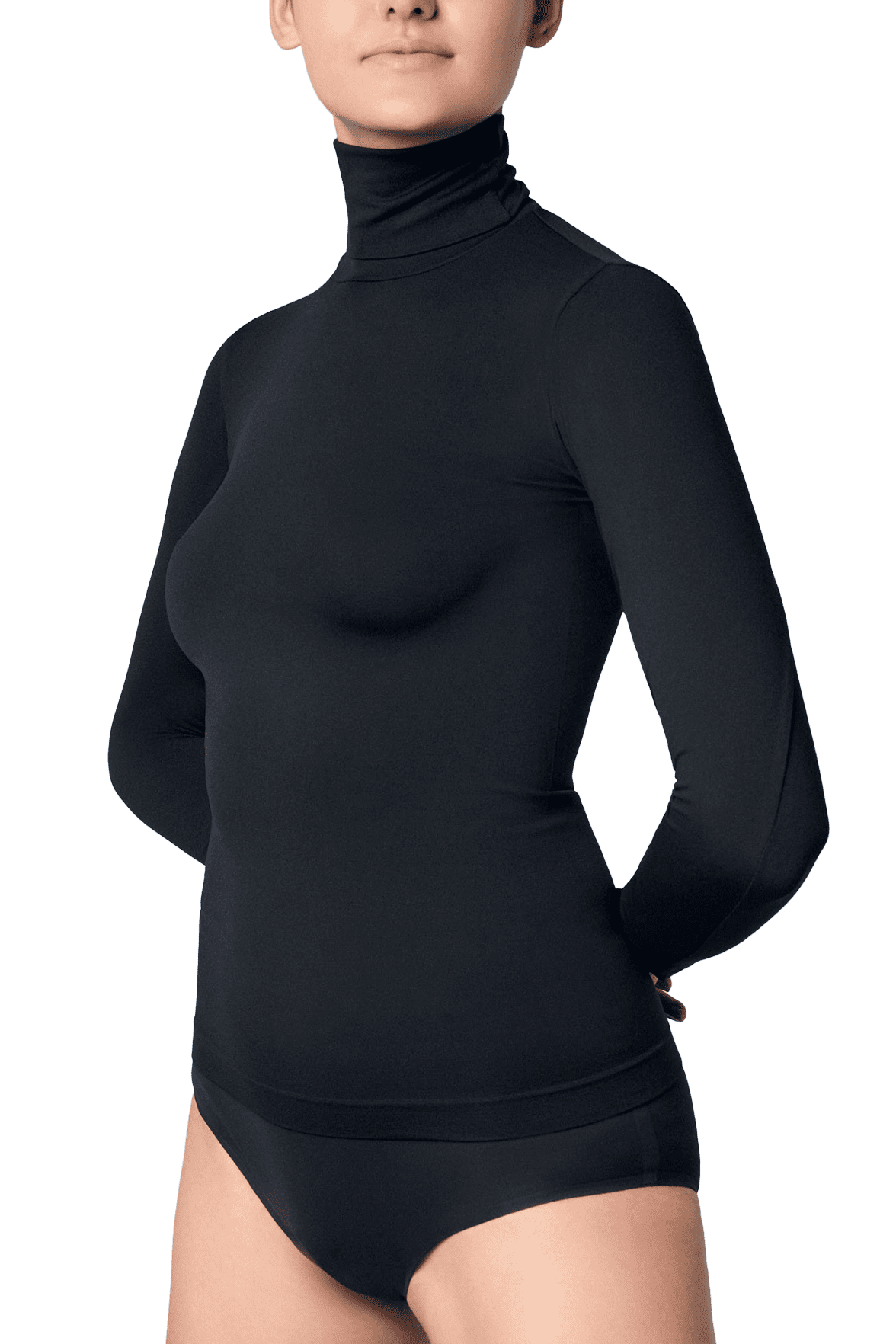 Top Manches Longues Col Roulé Pure Skin - Noir