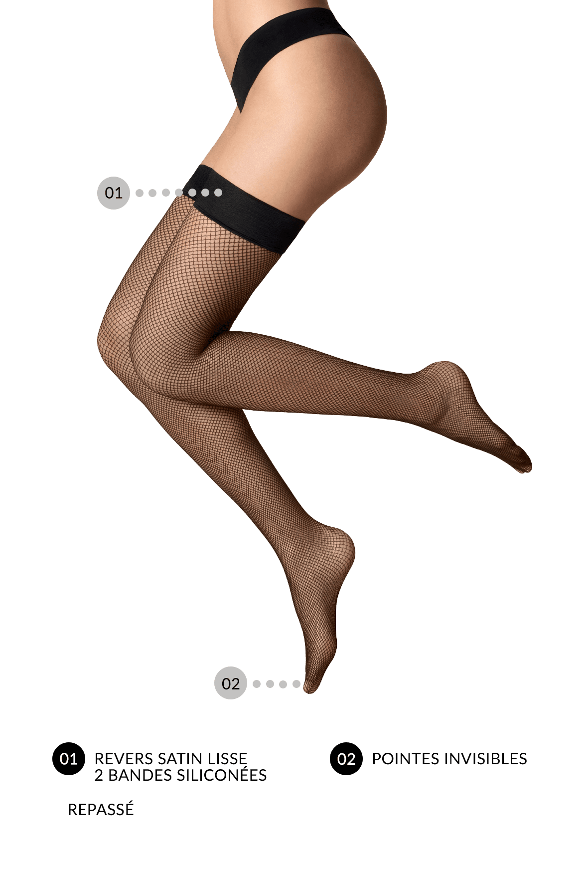 Bas-Top Fine Résille Création - Noir