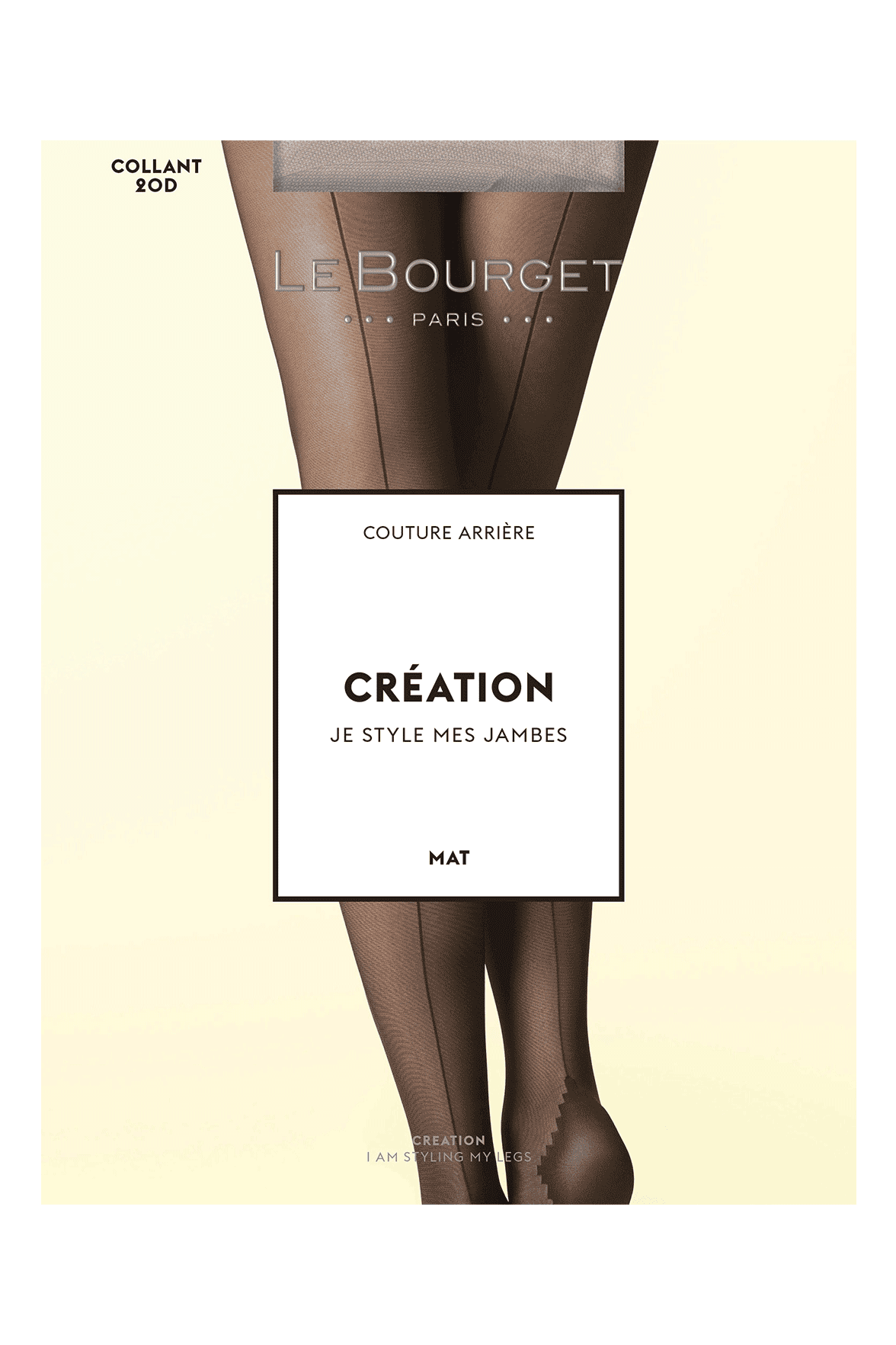 Collant Satiné Couture Arrière 20D Création - Noir Rouge