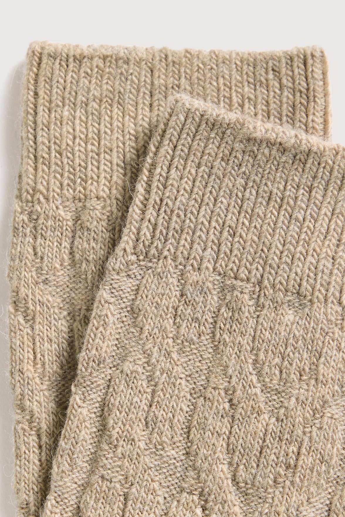 Chaussettes Motif Torsades en Coton et Laine d'Alpaga - Camel
