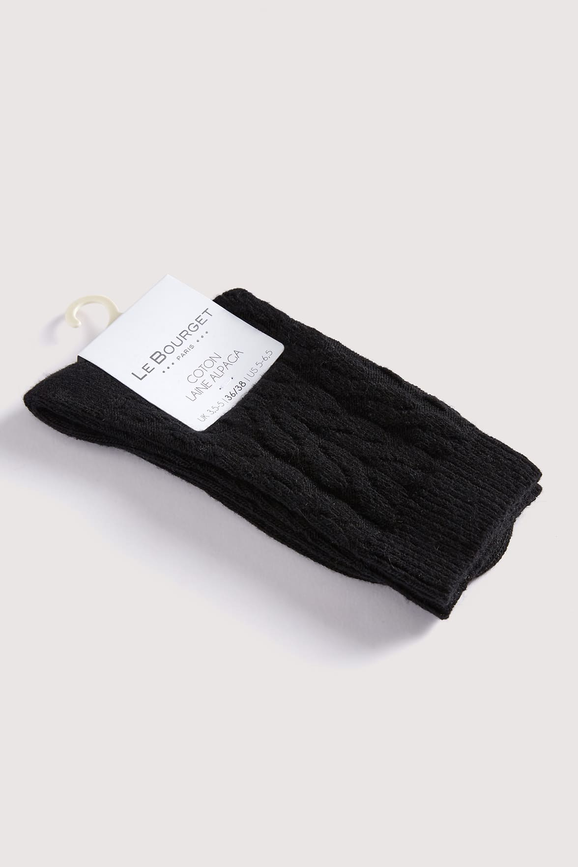 Chaussettes Motif Torsades en Coton et Laine d'Alpaga - Noir