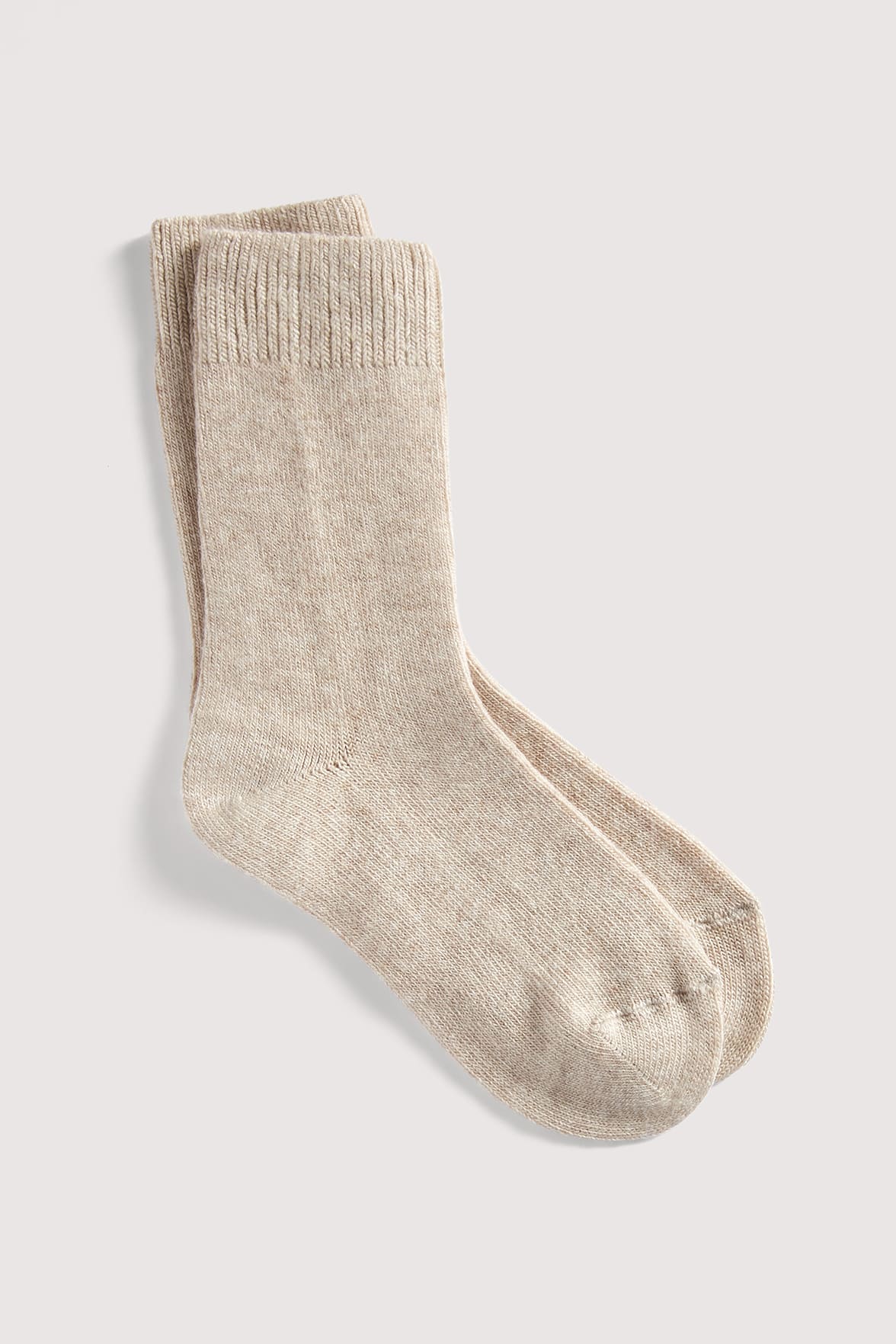Chaussettes Unies en Cachemire et Soie - Beige Chiné