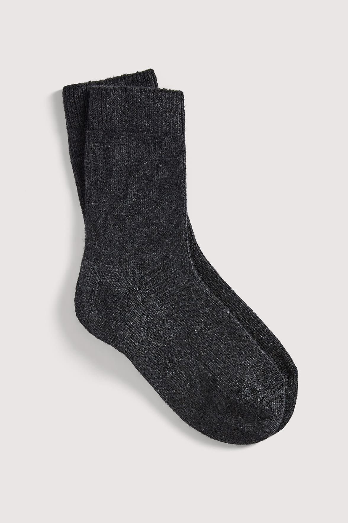 Chaussettes Unies en Cachemire et Soie - Noir Chiné