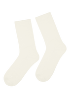 Chaussettes Unies Bord Roulotté en Modal et Cachemire - Naturel